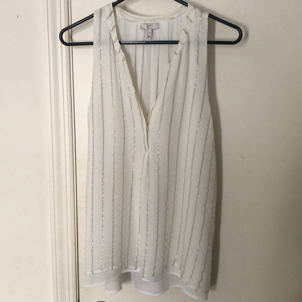 Joie Silk Sparkle Gold Silver Stripe Blouse Medium